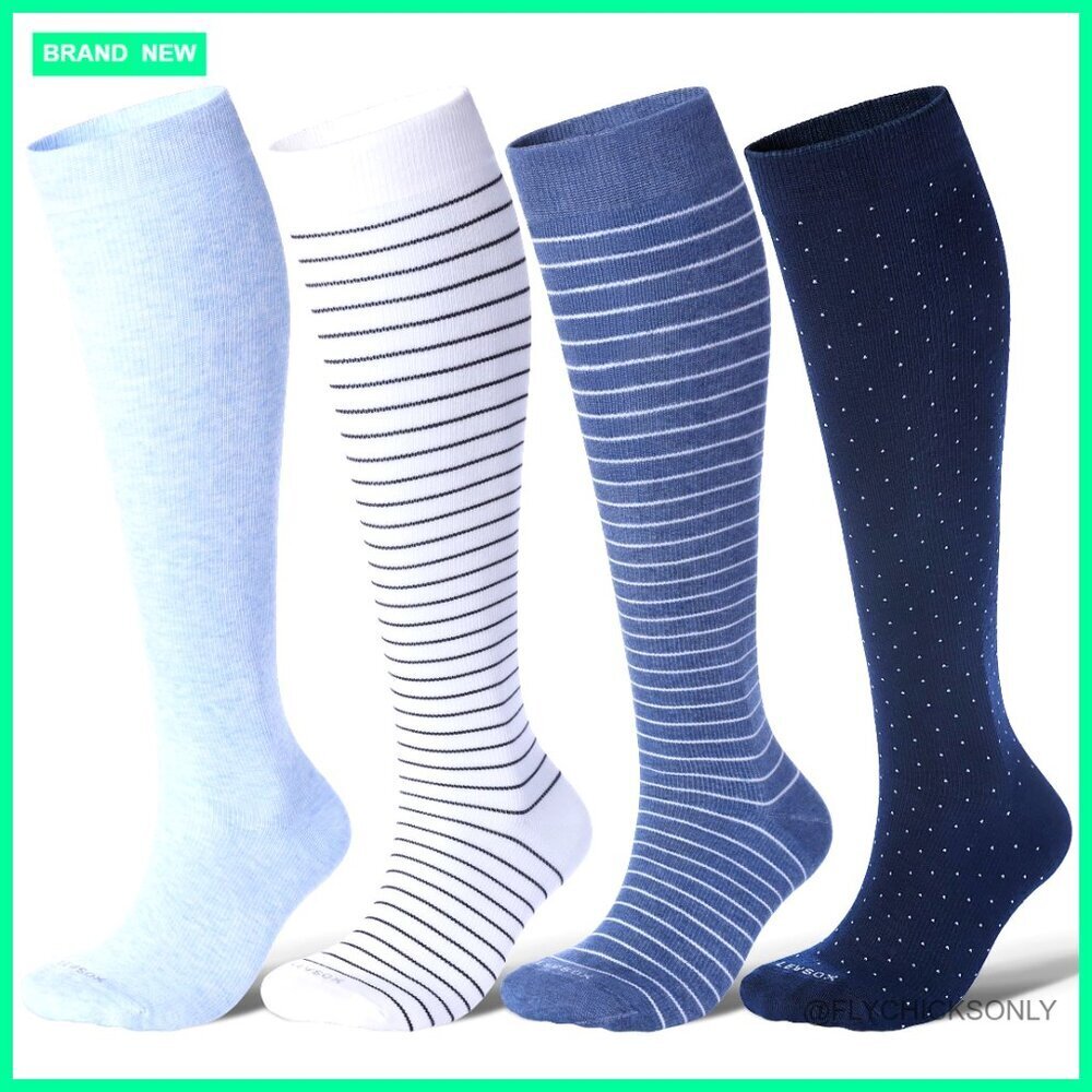Cotton Compression Socks Knee High 20-30 mmHg Support for Nurses Travel